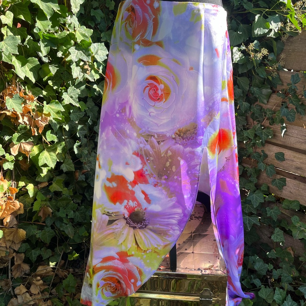 Purple and Orange Floral Maxi Skirt